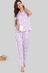 Zivame Optics Fun Knit Poly Pyjama Set - Orchid — thumbnail 4