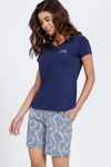 Zivame Optics Fun Knit Cotton Shorts Set - Medieval Blue — thumbnail 2