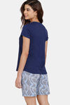 Zivame Optics Fun Knit Cotton Shorts Set - Medieval Blue — thumbnail 3