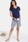 Zivame Optics Fun Knit Cotton Shorts Set - Medieval Blue — thumbnail 4