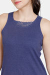 Zivame Cozy Heathers Knit Poly Camisole - Blue Depth — thumbnail 5