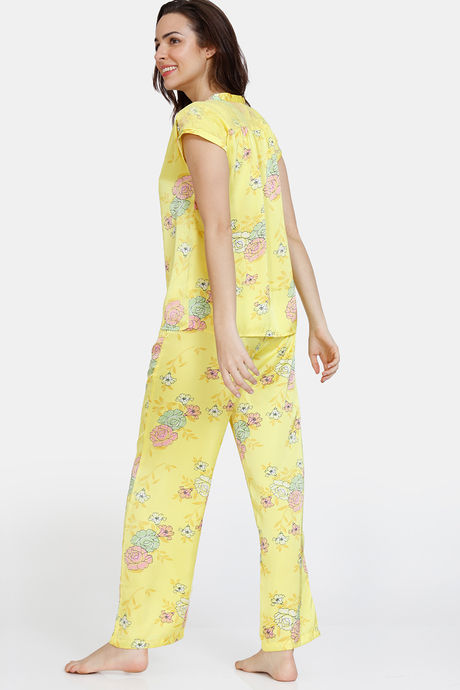 Zivame Paradise Garden Woven Pyjama Set - Aspen Gold — image 3