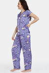 Zivame Paradise Garden Woven Pyjama Set - Twilight Purple — thumbnail 2