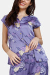 Zivame Paradise Garden Woven Pyjama Set - Twilight Purple — thumbnail 5