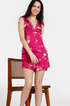 Zivame Paradise Garden Woven Shorts Set - Cerise — thumbnail 4