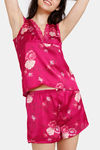 Zivame Paradise Garden Woven Shorts Set - Cerise — thumbnail 5