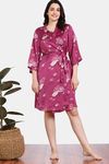 Zivame Paradise Garden Woven Robe - Cerise — thumbnail 2