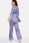 Zivame Paradise Garden Woven Pyjama Set - Chalk Violet — thumbnail 3