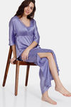 Zivame Paradise Garden Woven Pyjama Set - Chalk Violet — thumbnail 4