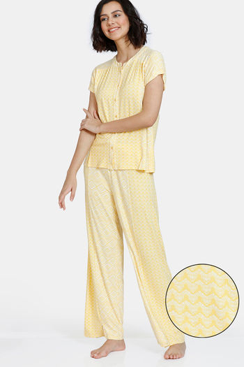 Zivame Batik Bae Knit Pyjama Set - Minion Yellow