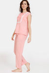 Zivame Dainty Ditsies Woven Pyjama Set - Strawberry Ice — thumbnail 2