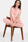 Zivame Dainty Ditsies Woven Pyjama Set - Strawberry Ice — thumbnail 4
