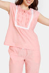 Zivame Dainty Ditsies Woven Pyjama Set - Strawberry Ice — thumbnail 5