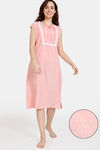 Zivame Dainty Ditsies Woven Mid Length Nightdress - Strawberry Ice — thumbnail 1