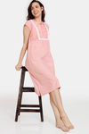 Zivame Dainty Ditsies Woven Mid Length Nightdress - Strawberry Ice — thumbnail 4