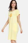 Zivame Fruggies Knit Cotton Knee Length Nightdress - Sunshine — thumbnail 2