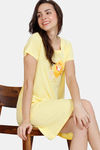 Zivame Fruggies Knit Cotton Knee Length Nightdress - Sunshine — thumbnail 4