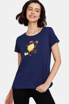Zivame Fruggies Knit Cotton Top - Medieval Blue — thumbnail 1