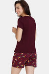Zivame Fruggies Knit Poly Shorts Set - Grape Wine — thumbnail 3