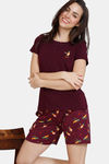 Zivame Fruggies Knit Poly Shorts Set - Grape Wine — thumbnail 4