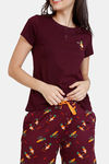 Zivame Fruggies Knit Poly Shorts Set - Grape Wine — thumbnail 5