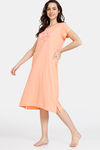 Zivame Z Fun Knit Cotton Knee Length Nightdress - Fresh Salmon — thumbnail 1
