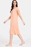 Zivame Z Fun Knit Cotton Knee Length Nightdress - Fresh Salmon — thumbnail 2