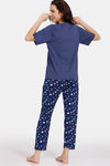Zivame Z Fun Knit Poly Pyjama Set - Medieval Blue — thumbnail 3