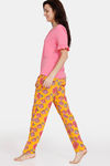 Zivame Blotched Bloom Woven Pyjama Set - Solar Power — thumbnail 2
