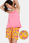 Zivame Bloched Bloom Woven Shorts Set - Solar Power — thumbnail 1