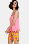 Zivame Bloched Bloom Woven Shorts Set - Solar Power — thumbnail 2