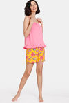 Zivame Bloched Bloom Woven Shorts Set - Solar Power — thumbnail 4