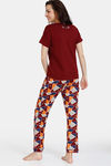 Zivame Zodiac Knit Poly Pyjama Set - Cabernet — thumbnail 3