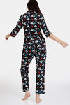 Zivame Color Me Happy Knit Cotton Pyjama Set - Jet Black — thumbnail 3