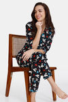 Zivame Color Me Happy Knit Cotton Pyjama Set - Jet Black — thumbnail 4