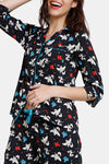 Zivame Color Me Happy Knit Cotton Pyjama Set - Jet Black — thumbnail 5