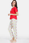 Zivame Color Me Happy Knit Cotton Pyjama Set - Egret — thumbnail 2
