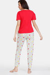 Zivame Color Me Happy Knit Cotton Pyjama Set - Egret — thumbnail 3