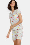 Zivame Color Me Happy Knit Cotton Shorts Set - Egret — thumbnail 2