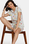 Zivame Color Me Happy Knit Cotton Shorts Set - Egret — thumbnail 4