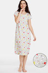 Zivame Color Me Happy Knit Cotton Mid Length Nightdress - Egret — thumbnail 1