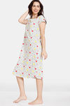 Zivame Color Me Happy Knit Cotton Mid Length Nightdress - Egret — thumbnail 2