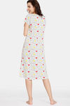 Zivame Color Me Happy Knit Cotton Mid Length Nightdress - Egret — thumbnail 3