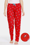 Zivame Pillow Fight Heritage Tribe Knit Poly Pyjama - Lipstick Red — thumbnail 1