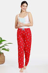 Zivame Pillow Fight Heritage Tribe Knit Poly Pyjama - Lipstick Red — thumbnail 4