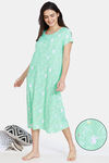 Zivame Sassy Mousie Knit Poly Knee Length Nightdress - Yucca — thumbnail 1