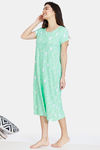 Zivame Sassy Mousie Knit Poly Knee Length Nightdress - Yucca — thumbnail 2