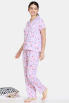 Zivame Pretty Floral Woven Pyjama Set - Violet Tulip — thumbnail 2