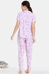 Zivame Pretty Floral Woven Pyjama Set - Violet Tulip — thumbnail 3