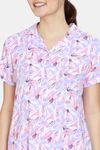 Zivame Pretty Floral Woven Pyjama Set - Violet Tulip — thumbnail 5